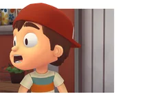 Niño de gorra roja, asustado